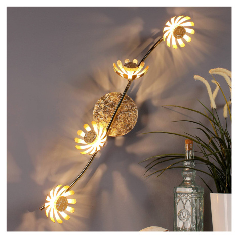 Nástenné LED svietidlo Bloom, 4-plameňové zlaté Eco-Light