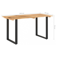 Jedálenský stôl masívne drevo / oceľ Dekorhome 140x70x76 cm,Jedálenský stôl masívne drevo / oceľ