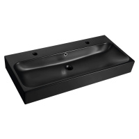 Keramické umývadlo TORIDI 101x46,5cm, 2 otvory pre batériu, čierna matná TU0222B