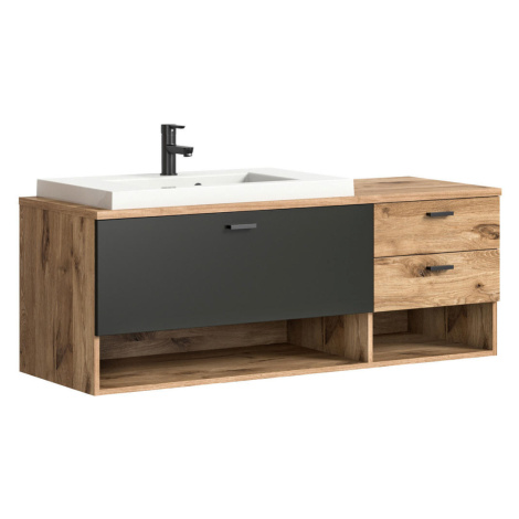 MID.YOU SKRINKA S UMÝVADLOM, sivá, farba duba, 140 cm