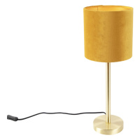 Stolová lampa mosadz so žltým tienidlom 20 cm - Simplo