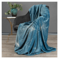Modrá flano deka GINKO1 s lesklou potlačou 150x200 cm