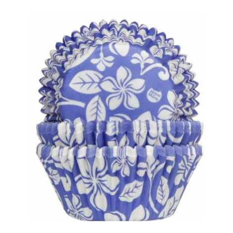 Košíček na mafiny Aloha kvetiny modrý 50 ks - House of Marie