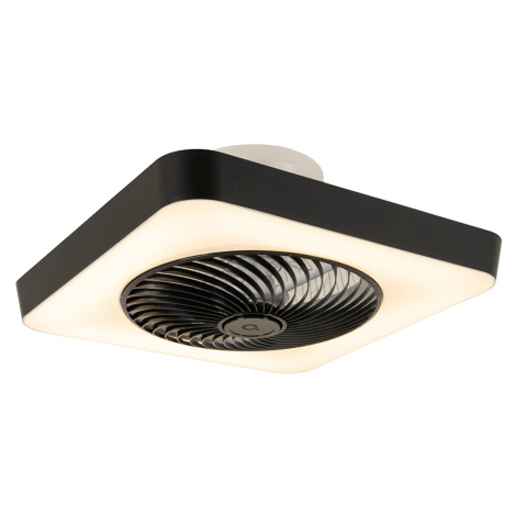 Inteligentný stropný ventilátor štvorcový čierny vrátane LED stmievateľného - Climo QAZQA