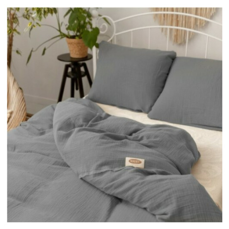 MATEX Mušelínové obliečky tmavosivá, 140 x 200 cm, 70 x 90 cm