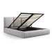Svetlosivá čalúnená dvojlôžková posteľ s úložným priestorom s roštom 180x200 cm Brody – Mazzini 