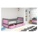 BMS Detská posteľ RICO 1 |  80 x 190 cm FARBA KONŠTRUKCIE: Grafit, DOPLNKOVÁ FARBA: Ružová