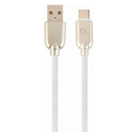 Kábel CABLEXPERT USB 2.0 AM na Type-C kábel (AM/CM), 1m, pogumovaný, biely, blister, PREMIUM QUA