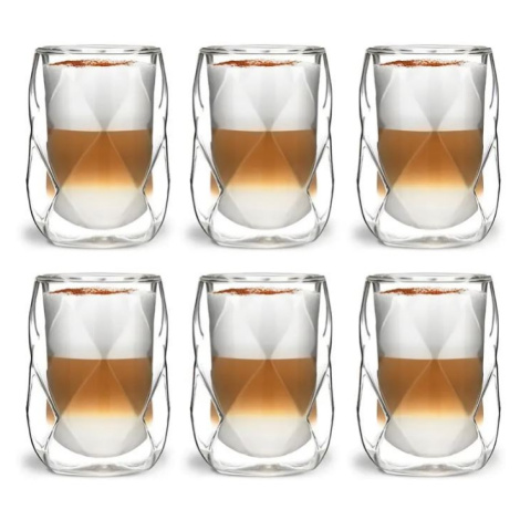 Vialli Design GEO dvojstenné poháre na kávu (latte), čaj a koktaily 350 ml, 6 ks