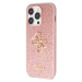 Guess PU Fixed Glitter 4G Metal Logo Zadný Kryt pre iPhone 15 Pro Pink