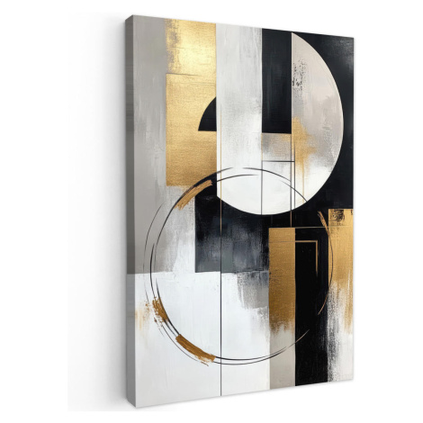MuchoWow OBRAZ NA PLÁTNE Abstraktné - Zlato - Striebro - Tvary - Estetické 80x120 cm