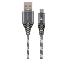 Kabel CABLEXPERT USB 2.0 AM na Type-C kabel (AM/CM), 1m, opletený, šedo-bílý, blister, PREMIUM Q