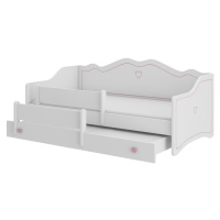 NABBI Elisa II detská posteľ s prístelkou a matracmi 80x160 cm biela / ružový vzor