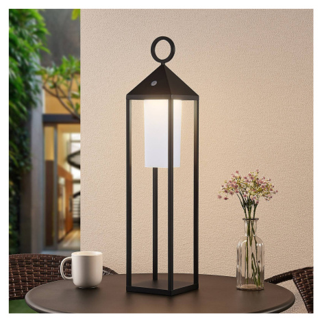 Lucande LED dobíjacia lampa Miluma, 64 cm, čierna, IP54, hliník