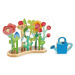 Drevený kvetinový záhon Flower Bed Tender Leaf Toys s kvetinami a krhlou