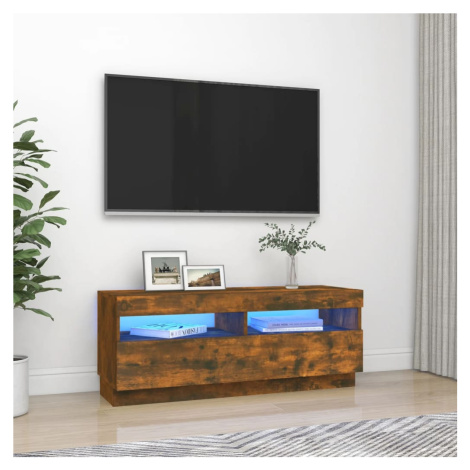 vidaXL TV skrinka s LED, tmavý dub 100x35x40 cm