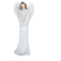 Polyresinový anjel so srdiečkom, 20 cm