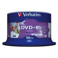 Verbatim DVD+R, Wide Inkjet Printable No ID Brand, 43512, 4.7GB, 16x, spindle, 50-pack, 12cm, pr