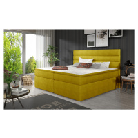 NABBI Spezia 160 čalúnená manželská posteľ s úložným priestorom žltá