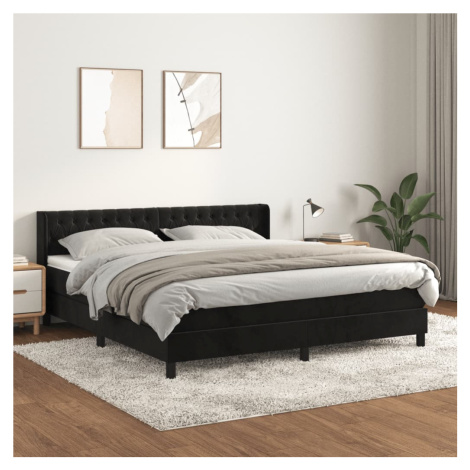 vidaXL Posteľný rám boxspring s matracom čierny 160x200 cm zamat