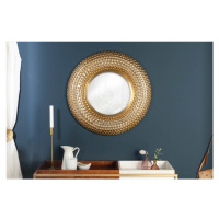 Estila Orientálne luxusné nástenné zrkadlo Solei v zlatom ráme v tvare kruhu 60cm