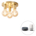 Inteligentné stropné svietidlo zlaté okrúhle vrátane 3 ks WiFi G95 - Facil
