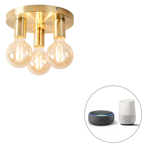 Inteligentné stropné svietidlo zlaté okrúhle vrátane 3 ks WiFi G95 - Facil QAZQA