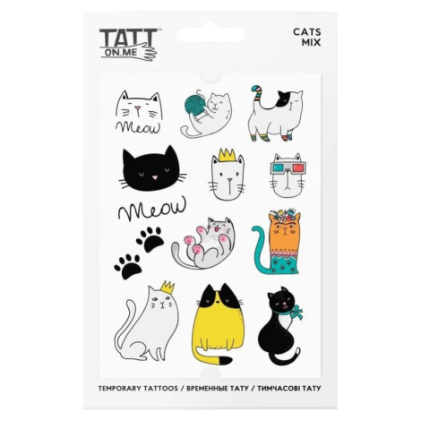 TATTonMe Vodeodolné dočasné tetovačky Mačky mix