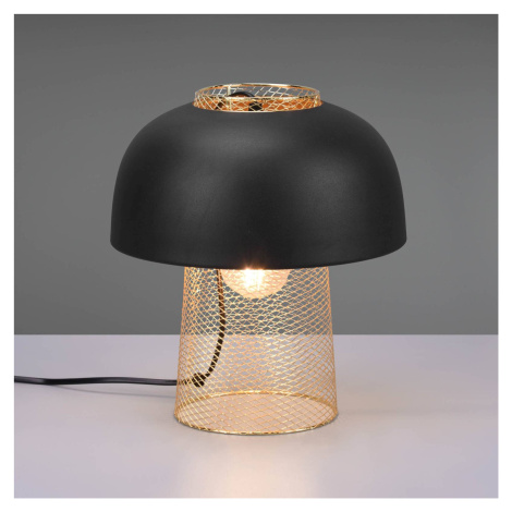 Stolová lampa Punch, čierna/mosadz, Ø 25 cm