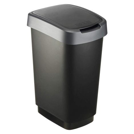 Odpadkový kôš z recyklovaného plastu v strieborno-čiernej farbe 25 l Twist - Rotho