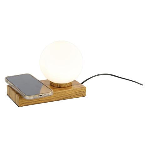 Stolná lampa natural s dotykovou a indukčnou nabíjačkou - Janneke TRIO