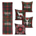 Súprava 4 vianočných obliečok na vankúš a behúň na stôl Minimalist Cushion Covers Tartan Christm