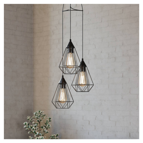 Závesná lampa Tarbes čierna 3-plameňová okrúhla EGLO