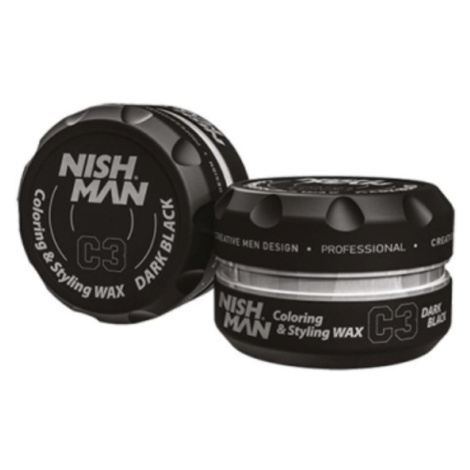 Nishman Hair Coloring Wax C3 Black - čierny farbiaci vosk na vlasy, 100 ml