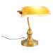 Klasická notárska lampa bronzová s jantárovým sklom - Banker
