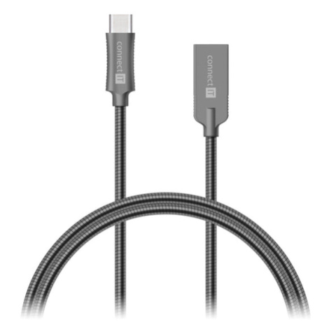 Kábel Wirez Steel Knight USB-C - USB-A, šedý CONNECT IT