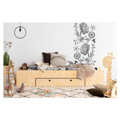 Detská posteľ s výsuvným lôžkom a úložným priestorom v prírodnej farbe 70x160 cm LUNA A – Adeko