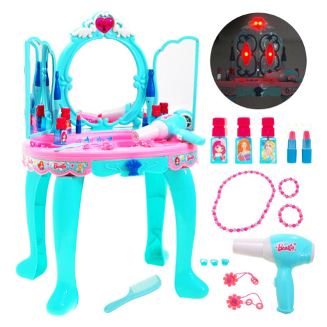 mamido  Detský kozmetický stolík so svietiacim zrkadlom modrý