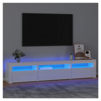 vidaXL TV skrinka s LED svetlami lesklá biela 195x35x40 cm