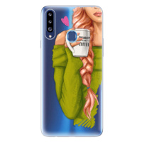 Odolné silikónové puzdro iSaprio - My Coffe and Redhead Girl - Samsung Galaxy A20s