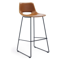 Koňakovohnedé barové stoličky z imitácie kože v súprave 2 ks (výška sedadla 76 cm) Zahara – Kave