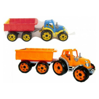 Traktor s vlečkou plast 53cm na voľný chod 2 farby v sieťke