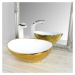 Keramické umývadlo na dosku Rea Sofia Gold - White
