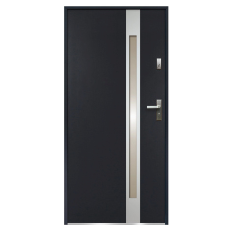 O.K. DOORS Oceľové vchodové dvere TEMIDAS INOX P55 antracit 90 L