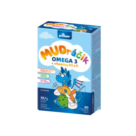 VITAR Mudráčik omega 3 + vitaminy D3 a E s príchuťou tutti-frutti 60 žuvacích kapsúl Vitar Veteriane