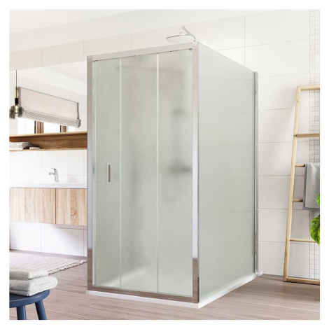 Mereo Sprchovací kút, Lima, obdĺžnik do priestoru U, trojdiel., zasun., 80x100x80 cm, chróm ALU,