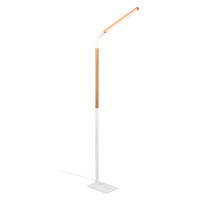 LED stojacia lampa v bielej a prírodnej farbe s dreveným tienidlom (výška 169,5 cm) Norris – Tri