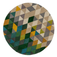 Ručne všívaný kusový koberec Illusion Prism Green/Multi kruh Rozmery kobercov: 160x160 (priemer)