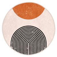 Oranžovo-krémový prateľný okrúhly koberec vhodný pre robotické vysávače ø 120 cm Comfort – Mila 