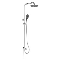 Mereo, Sprchový set s tyčou hranatý, čierna hlavová sprcha a trojpolohová ručná sprcha CB95001SB